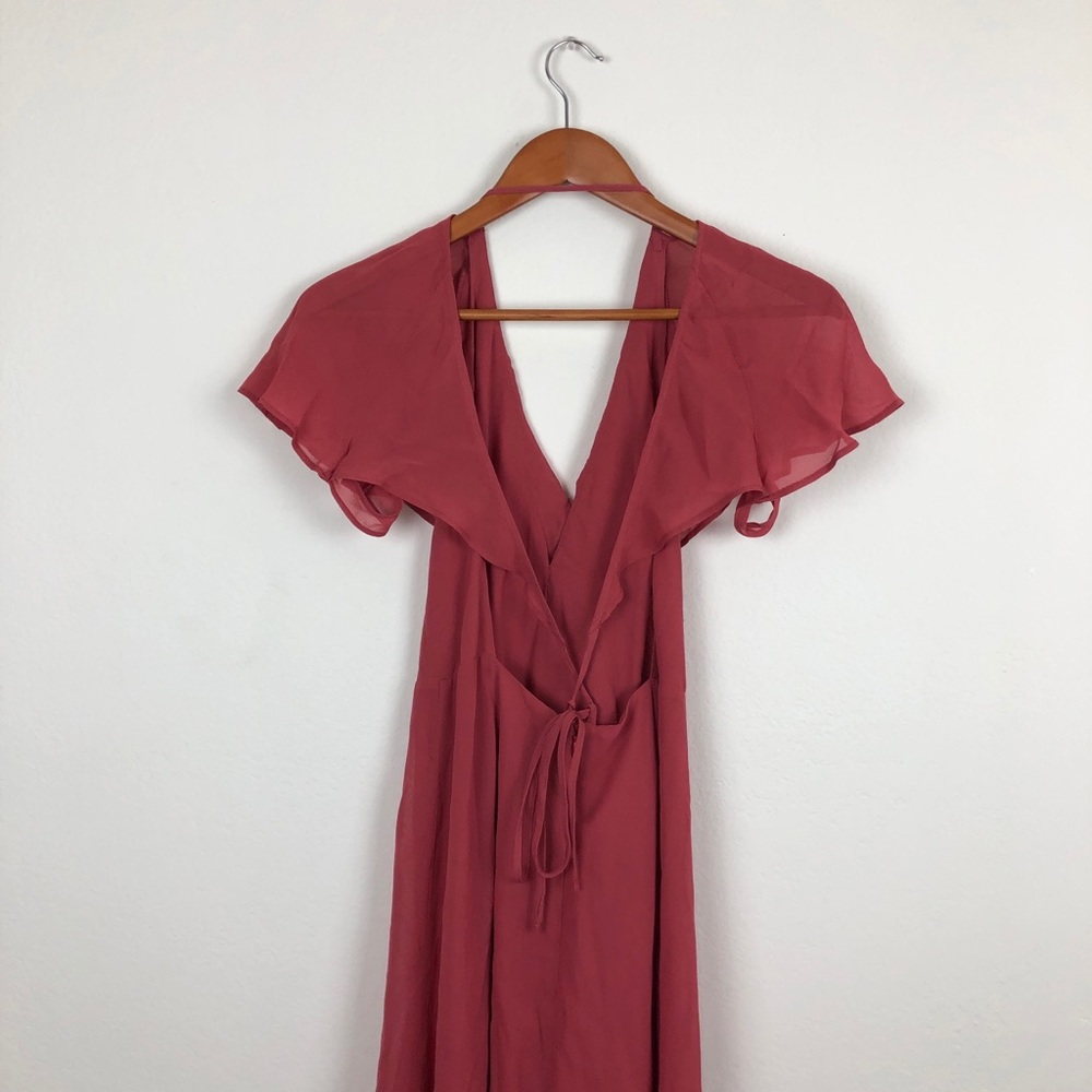 Reformation Blush Pink Flutter-Sleeve Maxi Dress